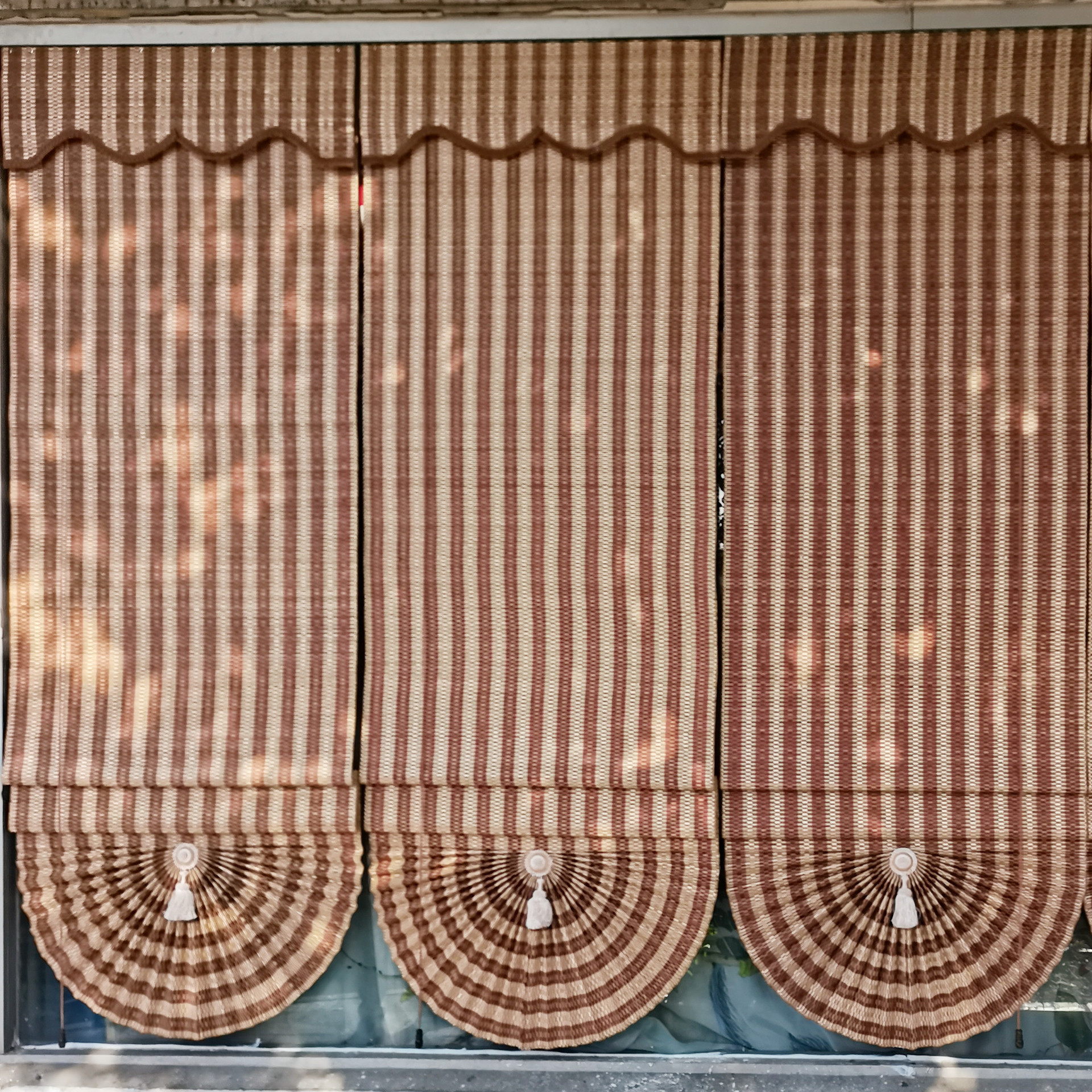 批发销售 咖啡屋茶室竹窗帘 扇形折叠罗马帘餐厅酒店遮光竹帘窗帘