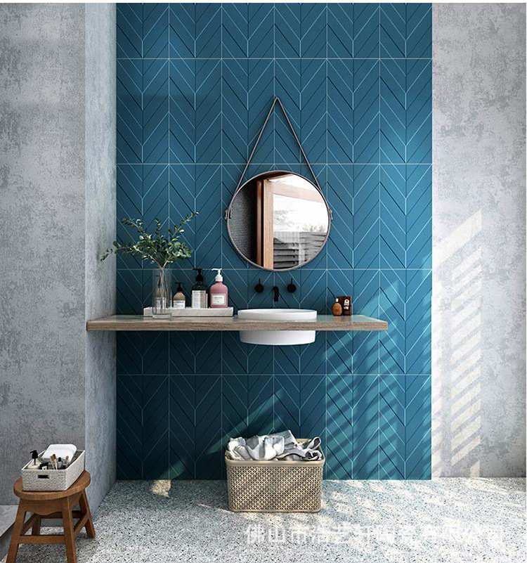 北欧风网红马卡龙瓷砖厨房立体波浪鱼骨纹墙砖卫生间纯色柔光砖