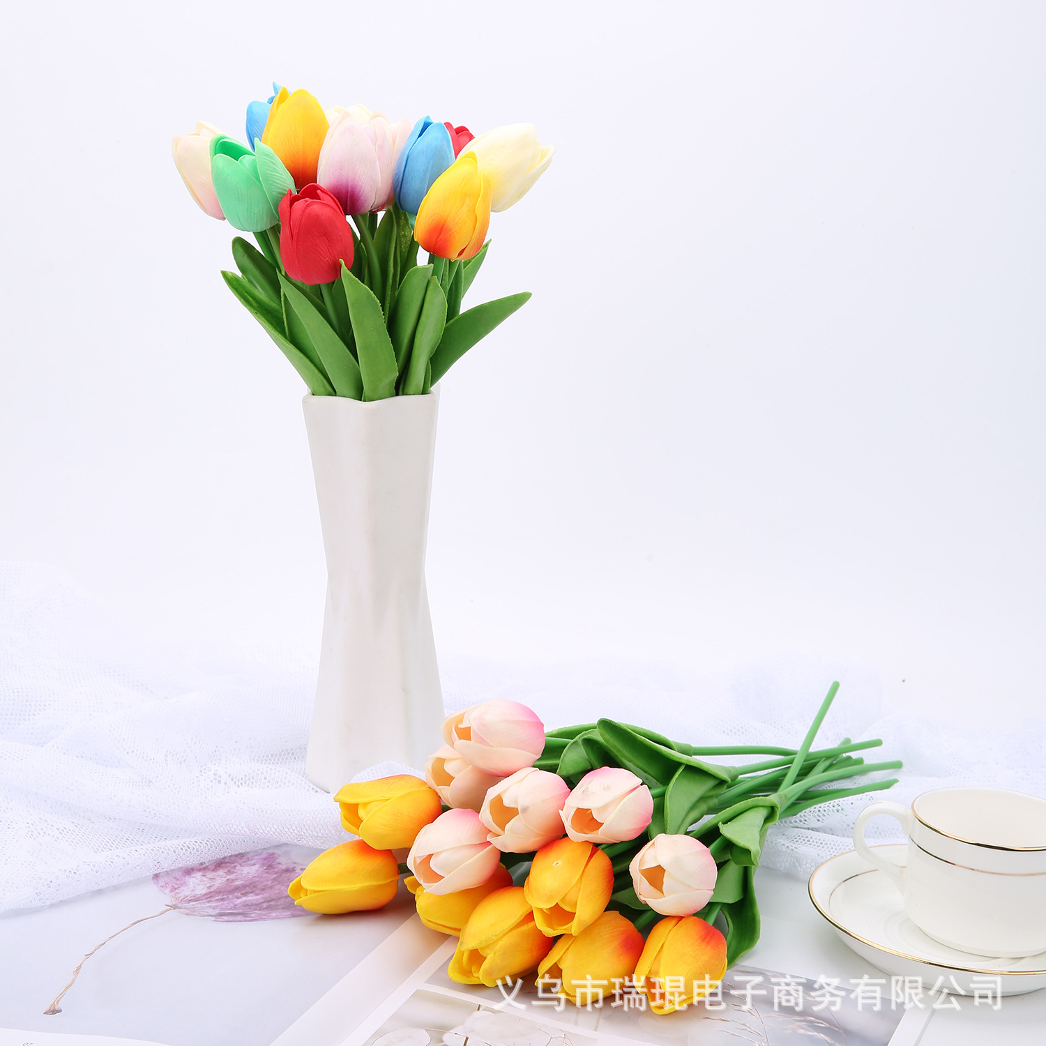 仿真郁金香花束泡沫花手工插花艺术品婚礼婚庆装饰室内外布景