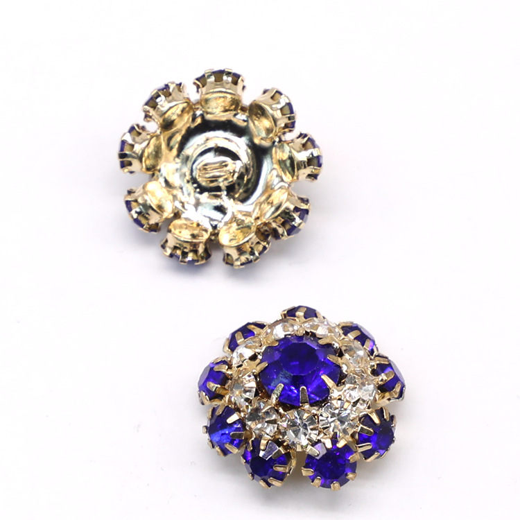 High-End Welding Metal Mushroom Button DIY Handmade Rhinestone Buttons Drill Buckle Decorative Buckle Hat Shirt Rhinestone Flower