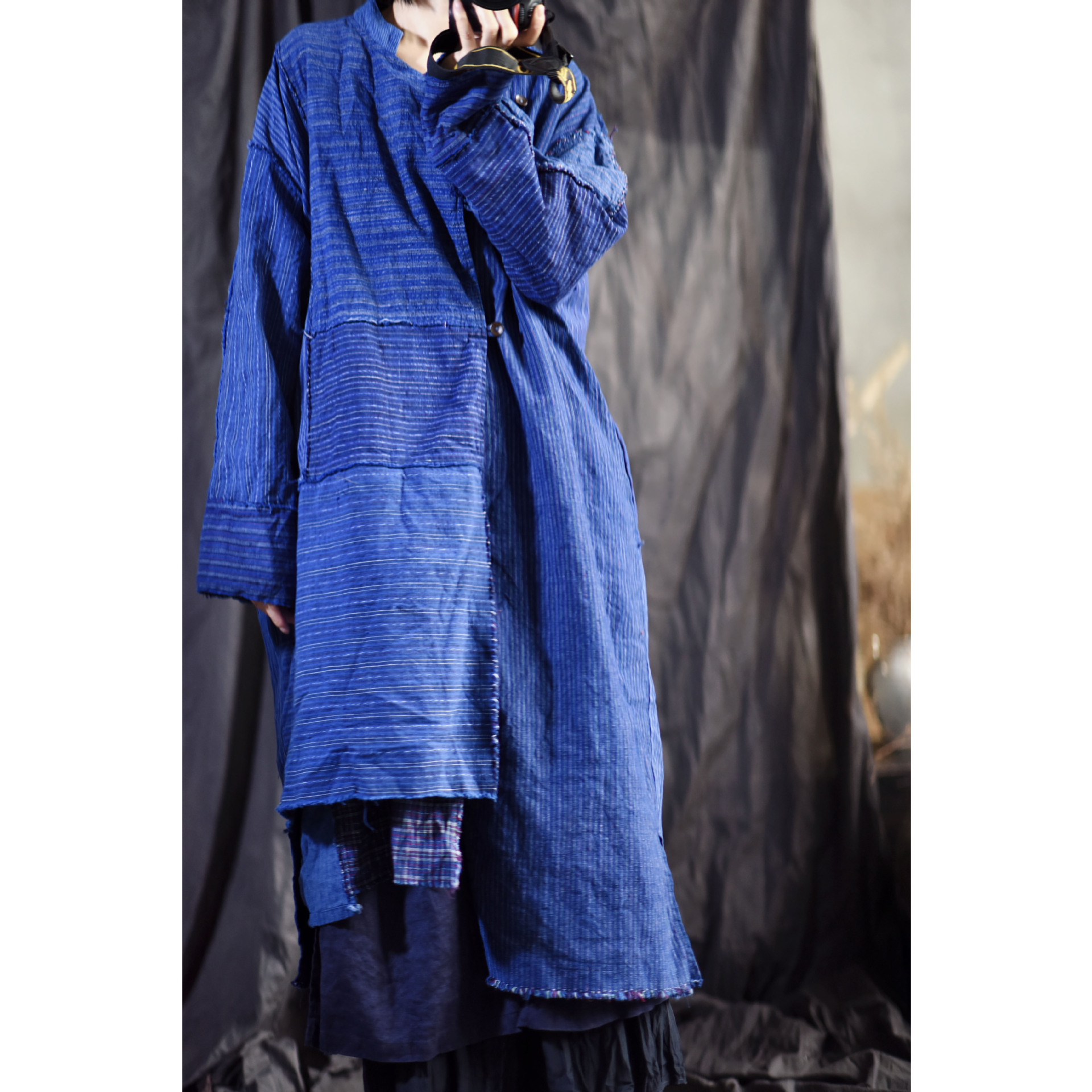 20/9月/江南 手织粗布古布拼布文艺复古改良洗旧风衣外套