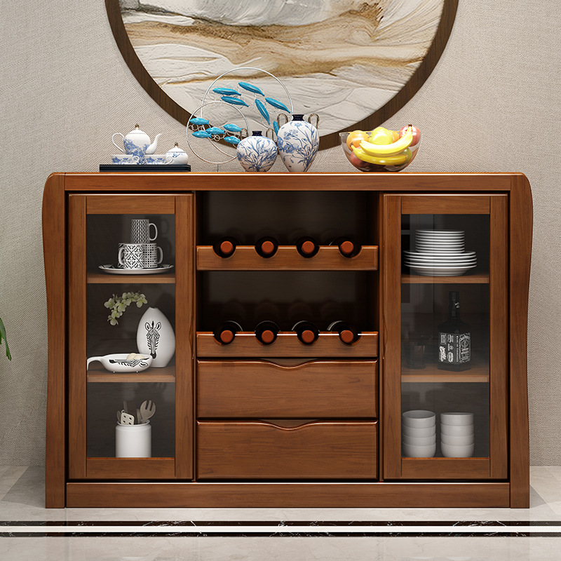 中式实木餐边柜客厅家用餐厅酒柜一体茶水柜酒水柜碗柜橱柜矮柜子