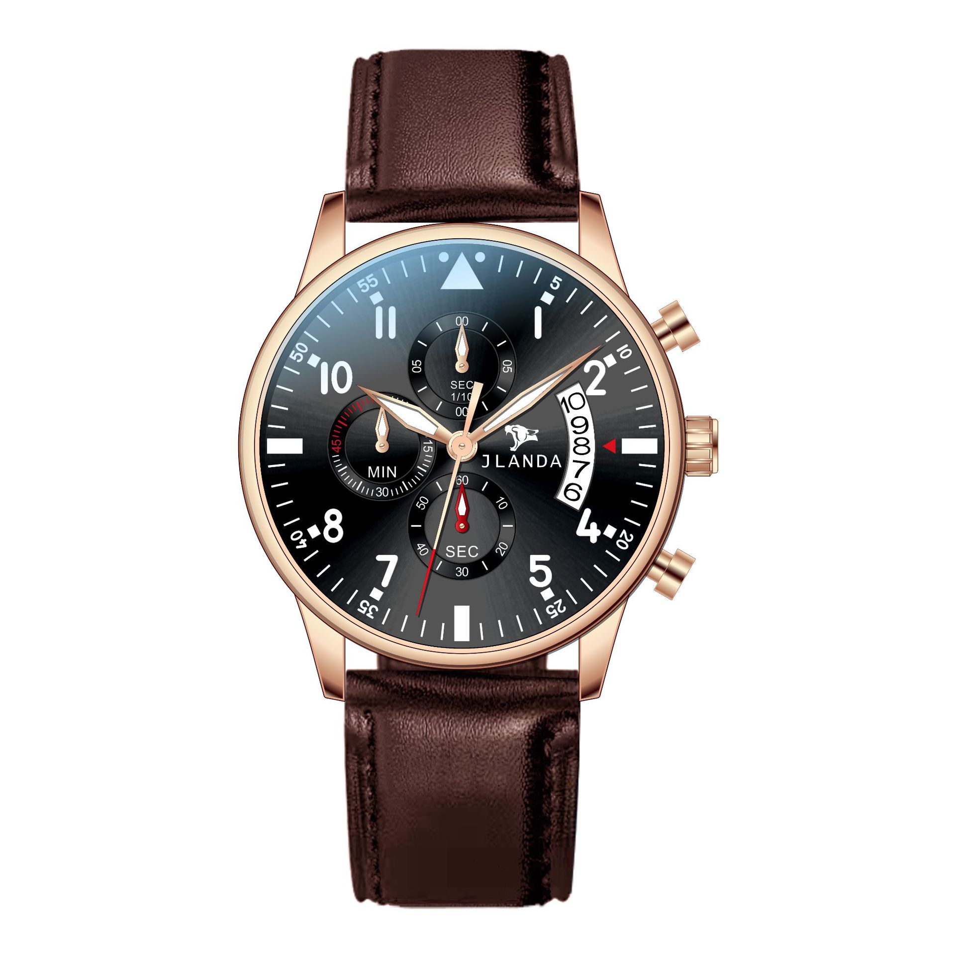 新款手表手表jlanda金丰达时尚双日历男表watch夜光男士石英表