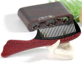 源头厂家直销紫罗兰拼牛角梳小号儿童梳子紫心木檀木梳家用梳子