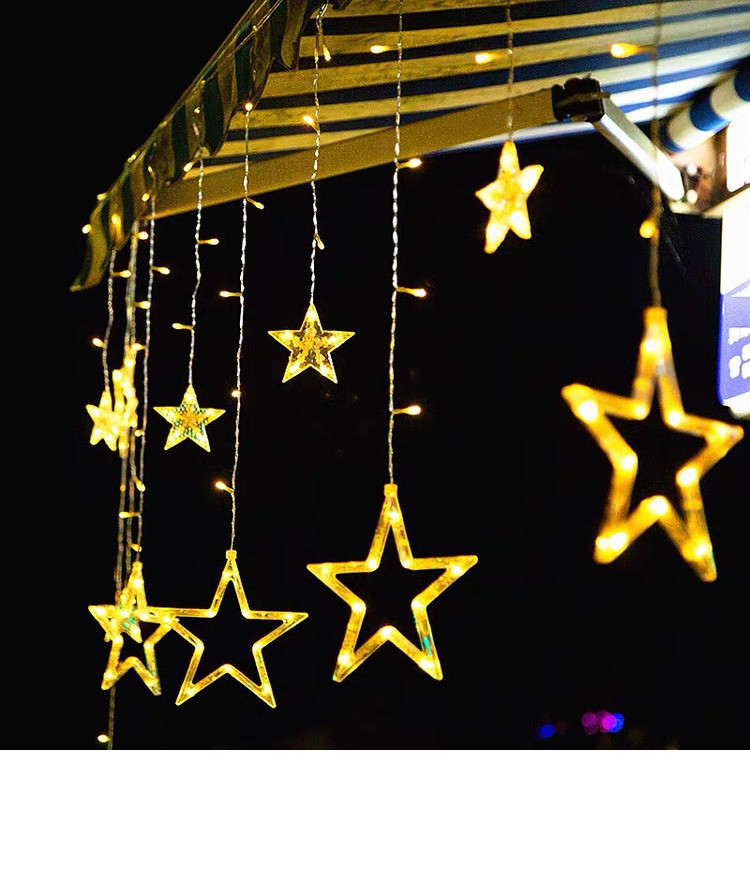 新款亚马逊遥控太阳能星月灯串户外庭院防水圣诞节日装饰串灯