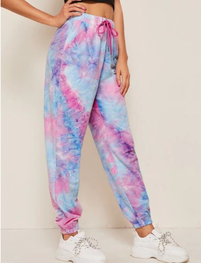 Women's Cross-Border Autumn New Tie-Dyed Fashion Casual Pants European and American Ankle Banded Pants Women