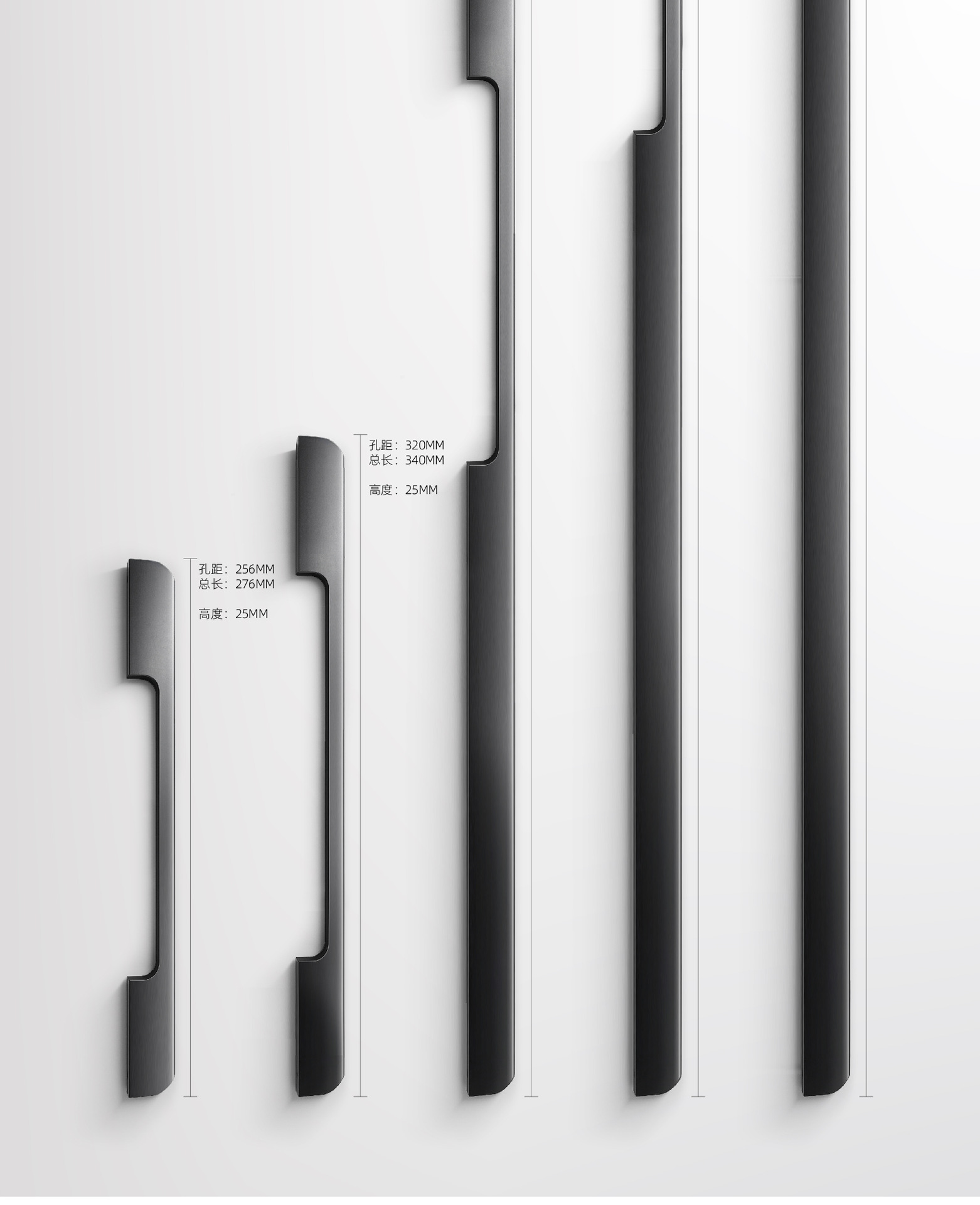 一米超长现代简约铝合金柜门拉手美式黑色鞋柜衣柜橱柜加长门把手