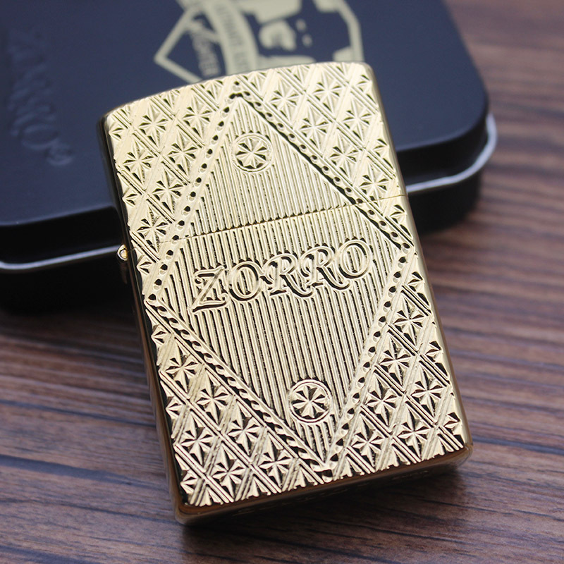 佐罗煤油打火机新品满天星双面雕刻标志纯铜复古防风个性礼物批发