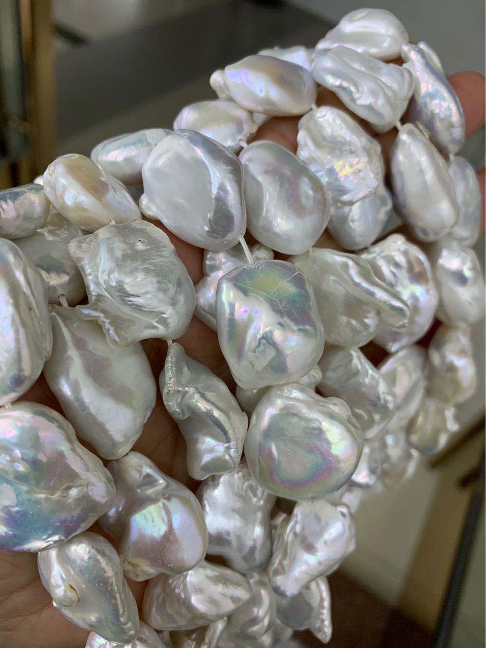 巴洛克淡水珍珠项链 18-25mm河蚌顶珠 火星珠 diy饰品