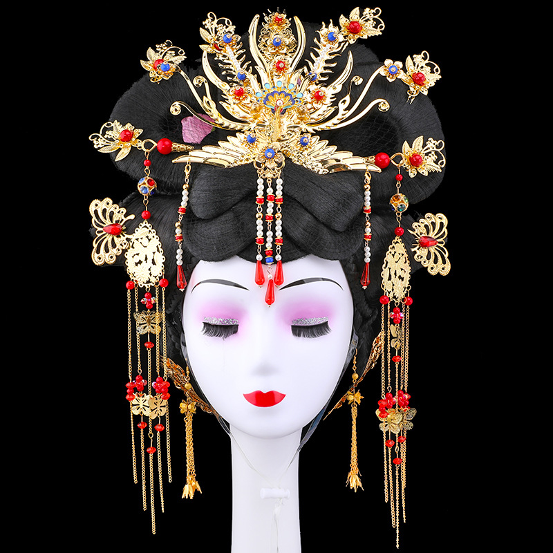 唐朝贵妃发冠发簪饰品反串凤冠发饰古装皇后造型盘发流苏头饰套装