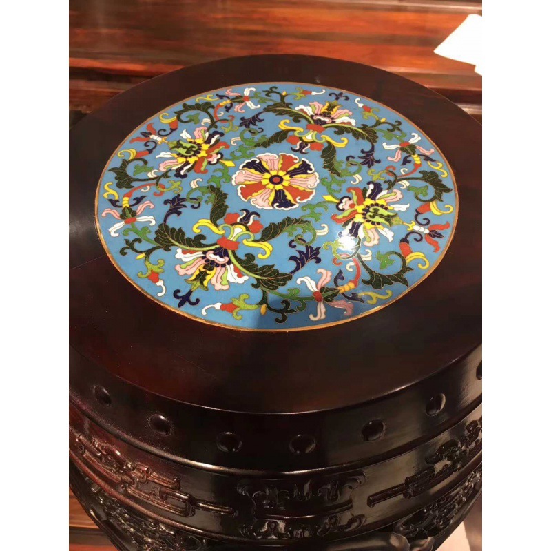 老挝红酸枝花枝巴里黄檀微凹黄檀中式雕花圆鼓凳座墩儿童凳古筝凳