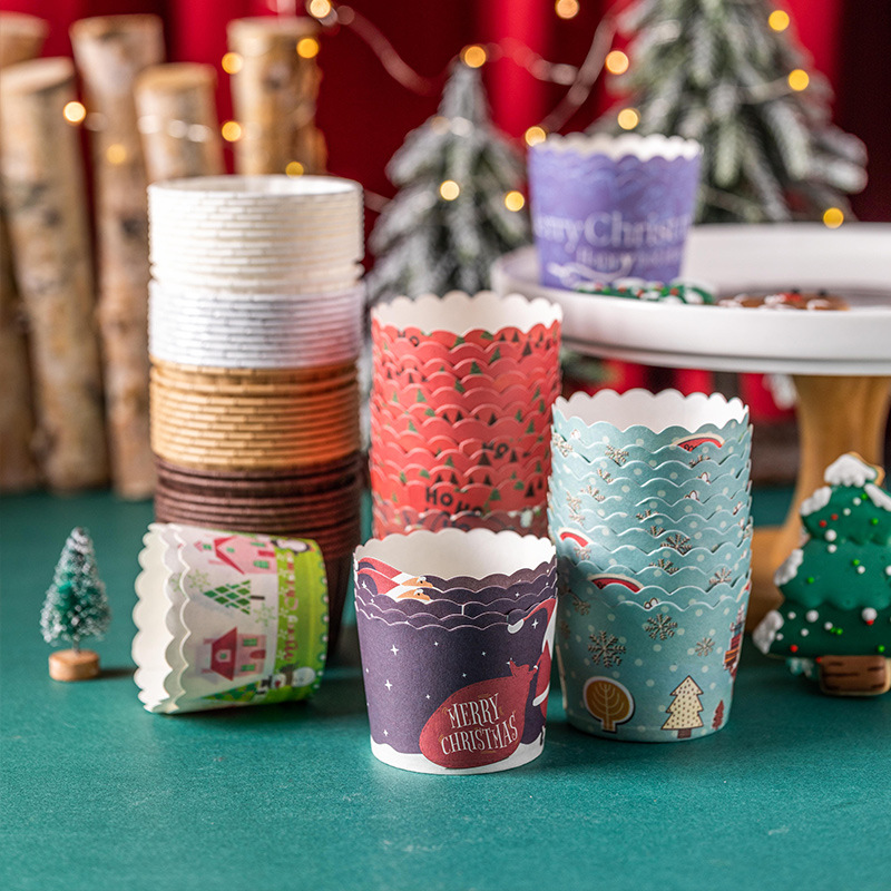 小号蛋糕纸杯耐高温硬质杯托烘焙玛芬纸杯蛋糕立体蛋糕杯50只批发