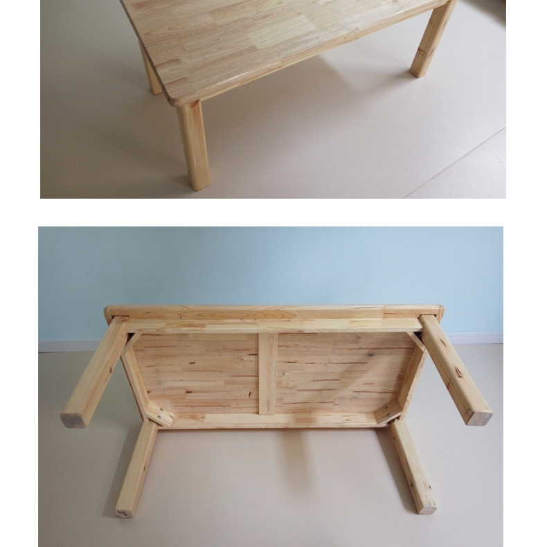 幼儿园桌子儿童实木桌椅亲子游戏桌绘画美术手工桌原木学习六人桌