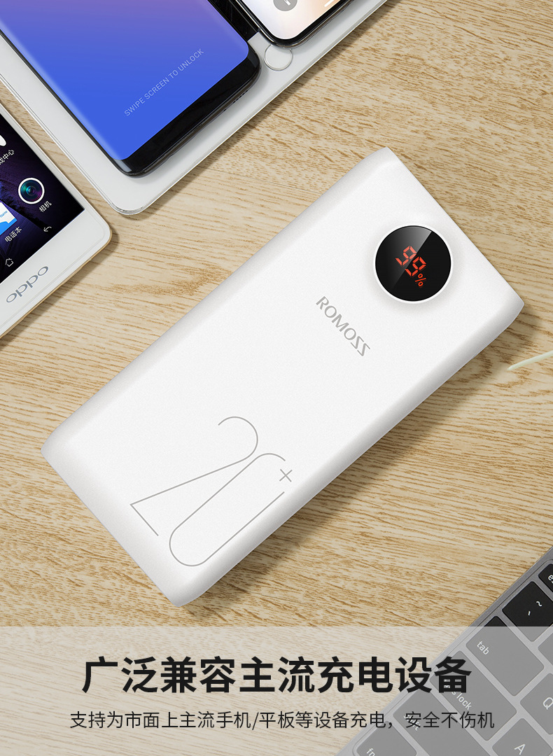romoss/罗马仕移动电源20000毫安sw20双向pd 22.5w快充手机充电宝