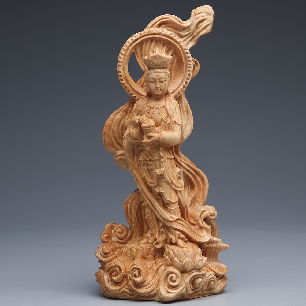 木雕佛像观音送子