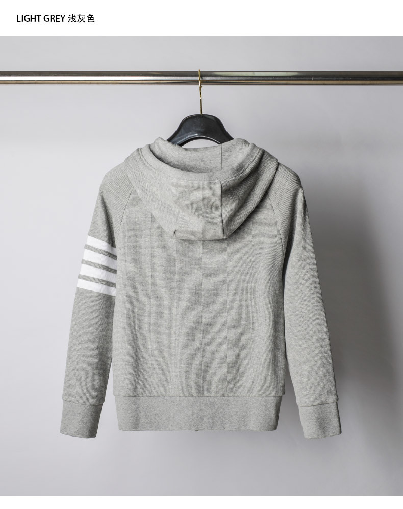 华夫格系列春秋季新品tb thom潮流潮牌男装拉链帽衫休闲运动外套