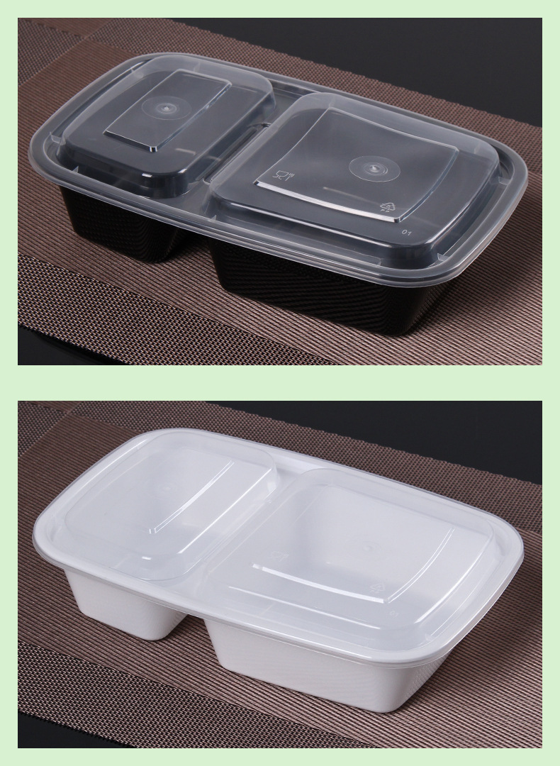 赛卓一次性打包盒餐盒美式食品级塑料外卖快餐饭盒两格便当盒厂家