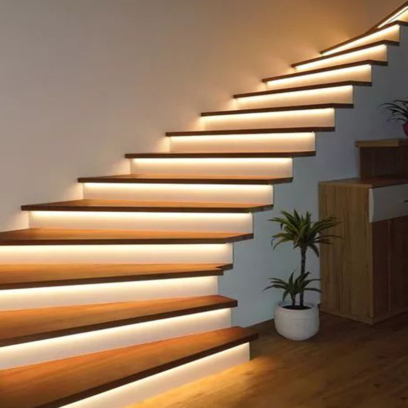 楼梯灯带网红跑马灯感应别墅台阶l内嵌式铝灯条