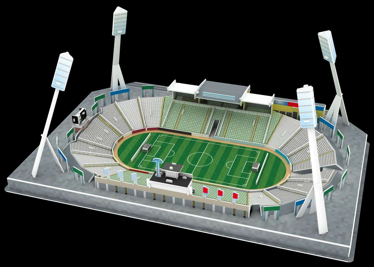 跨境足球场拼图 3d立体拼图足球场建筑体育场球迷diy拼插拼装玩具