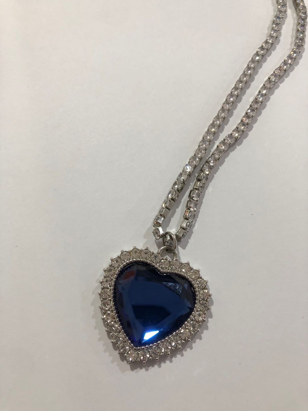 明星同款海洋之星项链复古蓝色爱心吊坠小众设计感新款潮