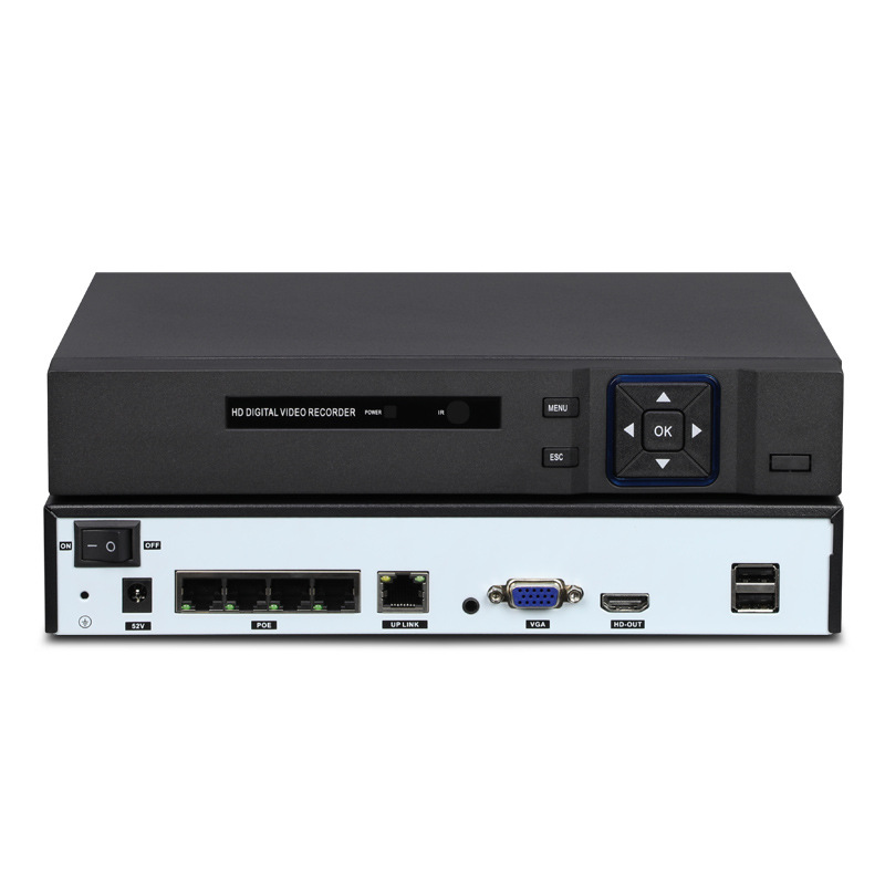 4路48v网络poe监控硬盘录像机500万高清数字nvr音频华为海思芯片