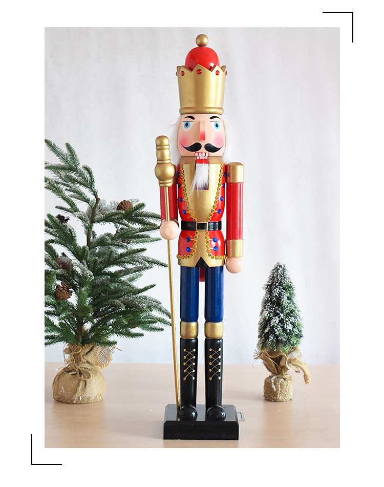 现货90cm欧式彩绘木偶人商场展厅开业装饰摆件胡桃夹子木质工艺品