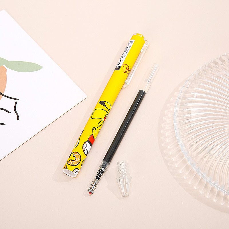 创意皮卡丘1按动中性笔 卡通子弹头黑色水笔批发学生文具