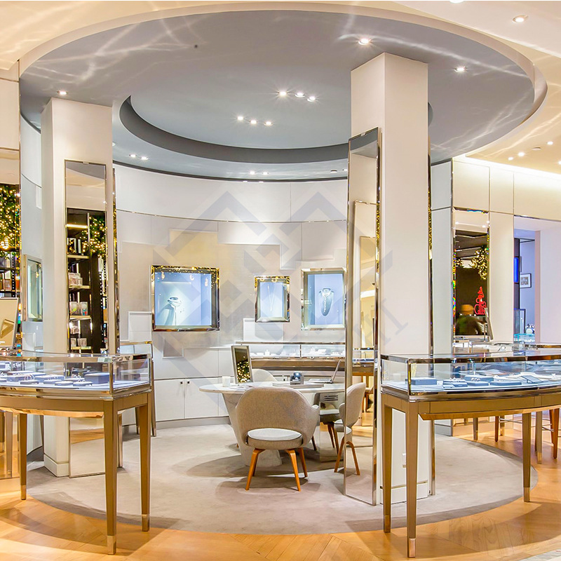 高端奢侈品展示柜台设计 珠宝首饰墙柜 黄金饰品背柜展示架制作