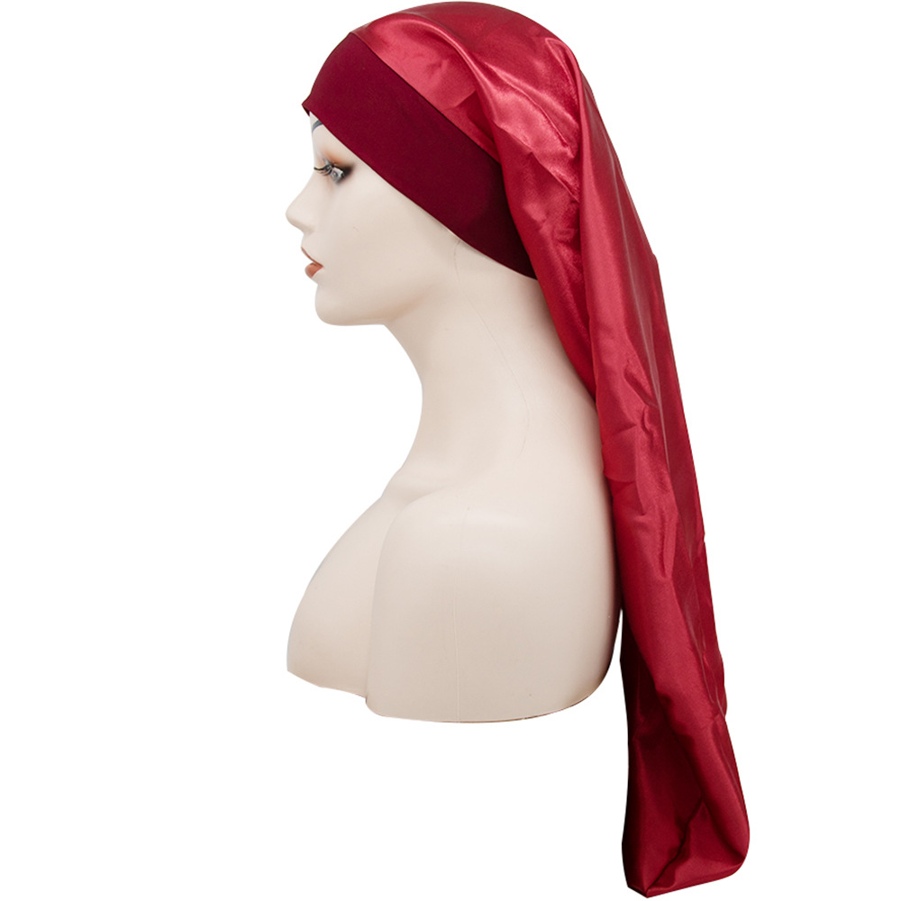 Amazon Hot Selling in Stock High Elastic Wide-Brimmed Satin Nightcap Ms. Long Hair Hair Care Long Cap One Piece Dropshipping