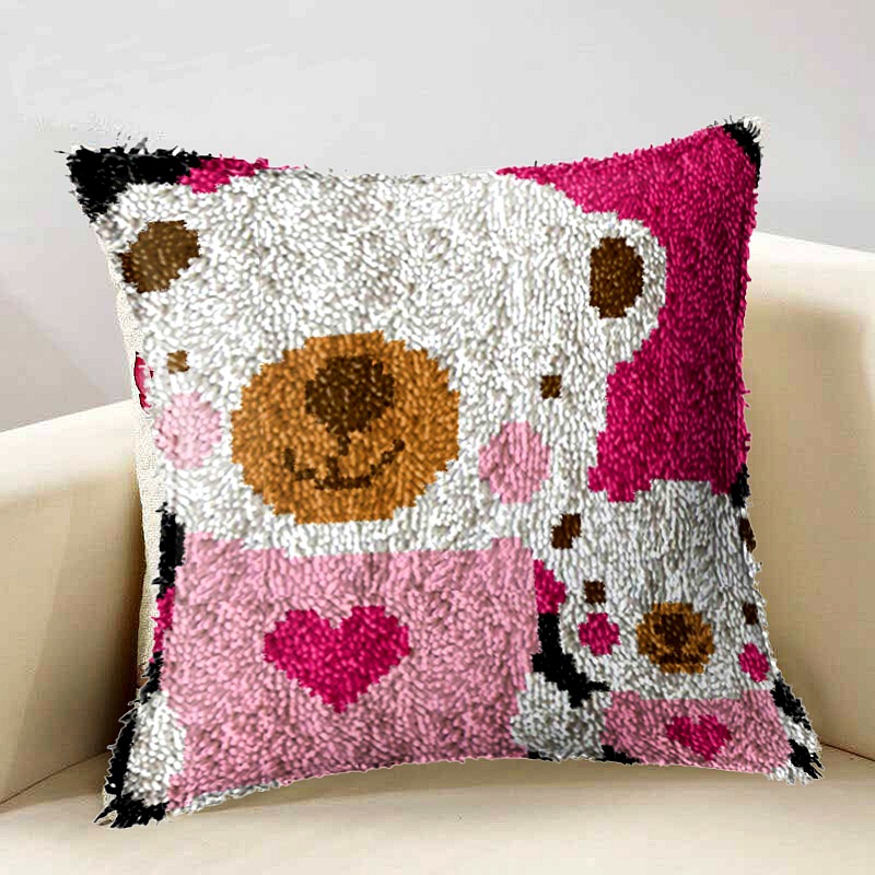 diy卡通十字绣地毯绣段段绣手工抱枕车枕沙发枕毛线绣抱枕材料包