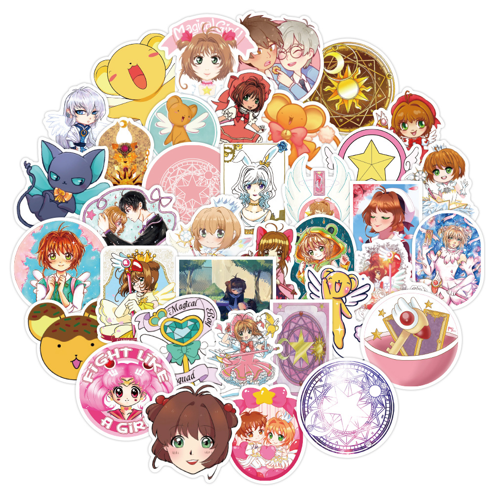 100张动漫周边魔卡少女樱日漫涂鸦贴纸 行李箱 电脑贴画防水可定