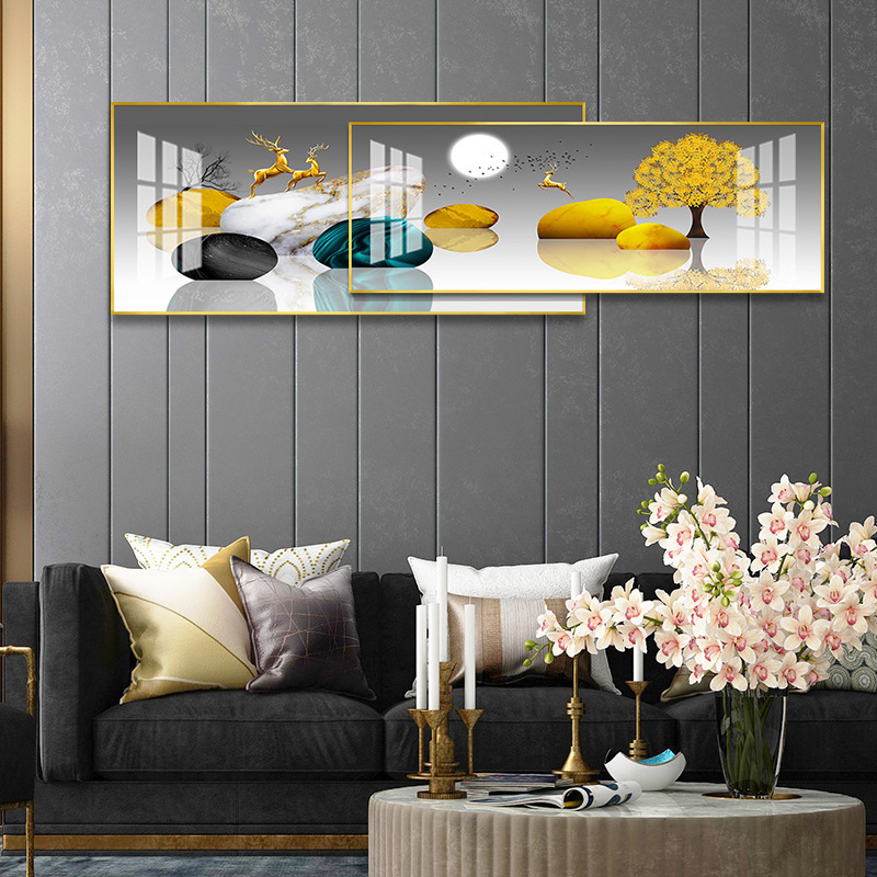 画中画镶钻晶瓷画轻奢现代简约客厅壁挂装饰画叠加画床头画挂画