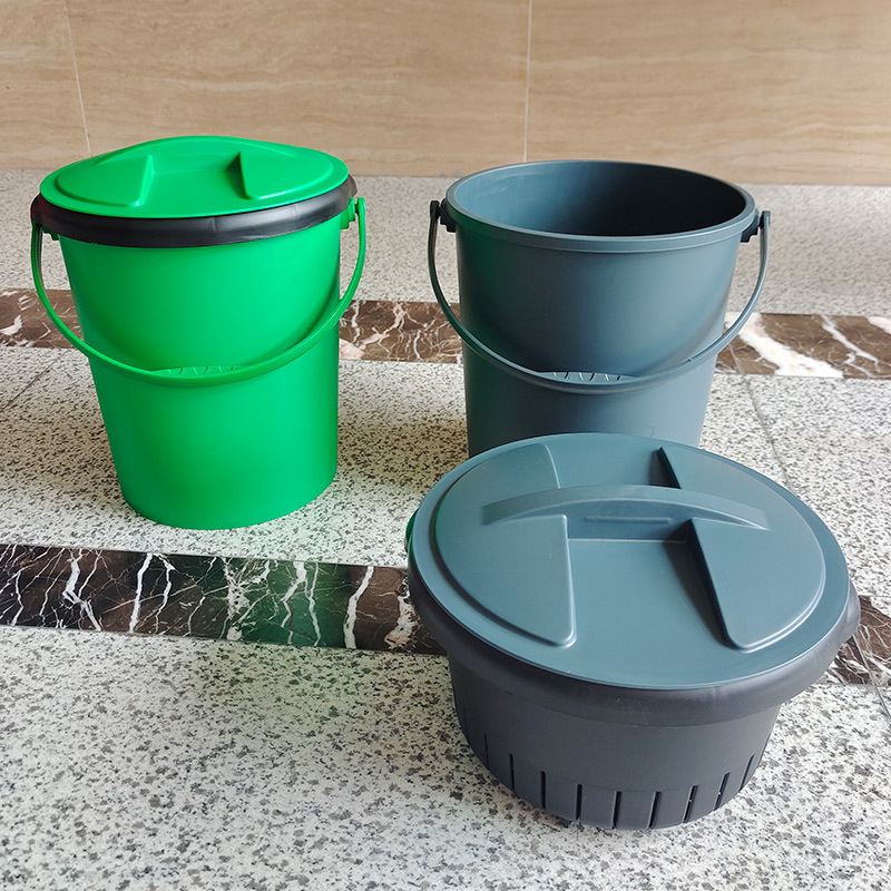 圆形垃圾桶家用带盖厨房厨余餐厨垃圾桶 带漏斗干湿分离 密封防臭