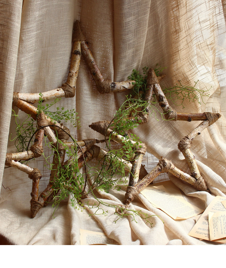 白桦木手工创意五角星墙面壁挂橱窗咖啡馆装饰木质摆件门饰垂吊