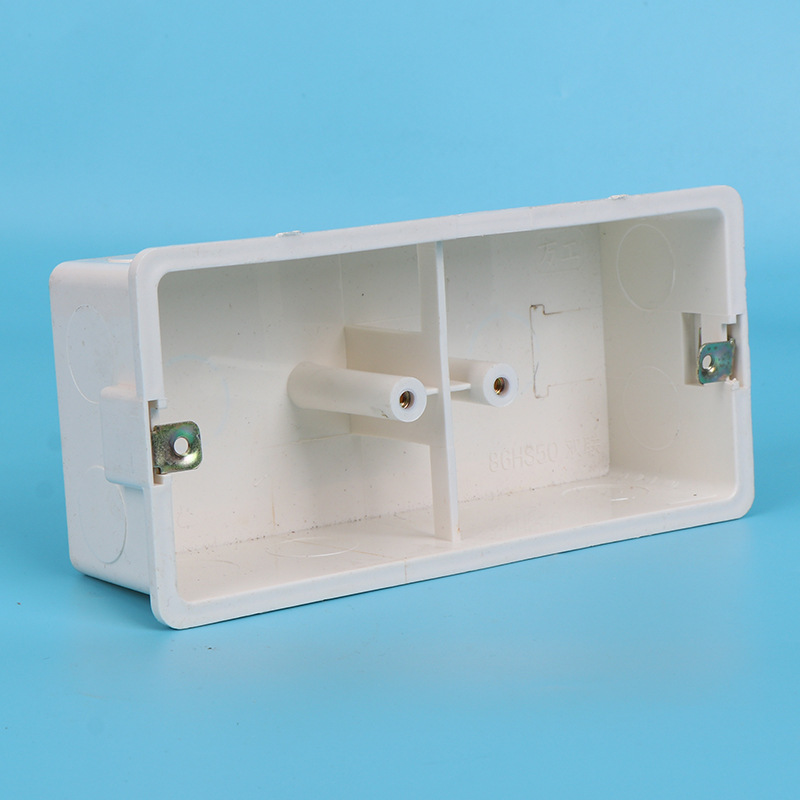 86型开关插座通用暗盒双底盒暗装pvc接线盒底座暗线盒双联白 加厚