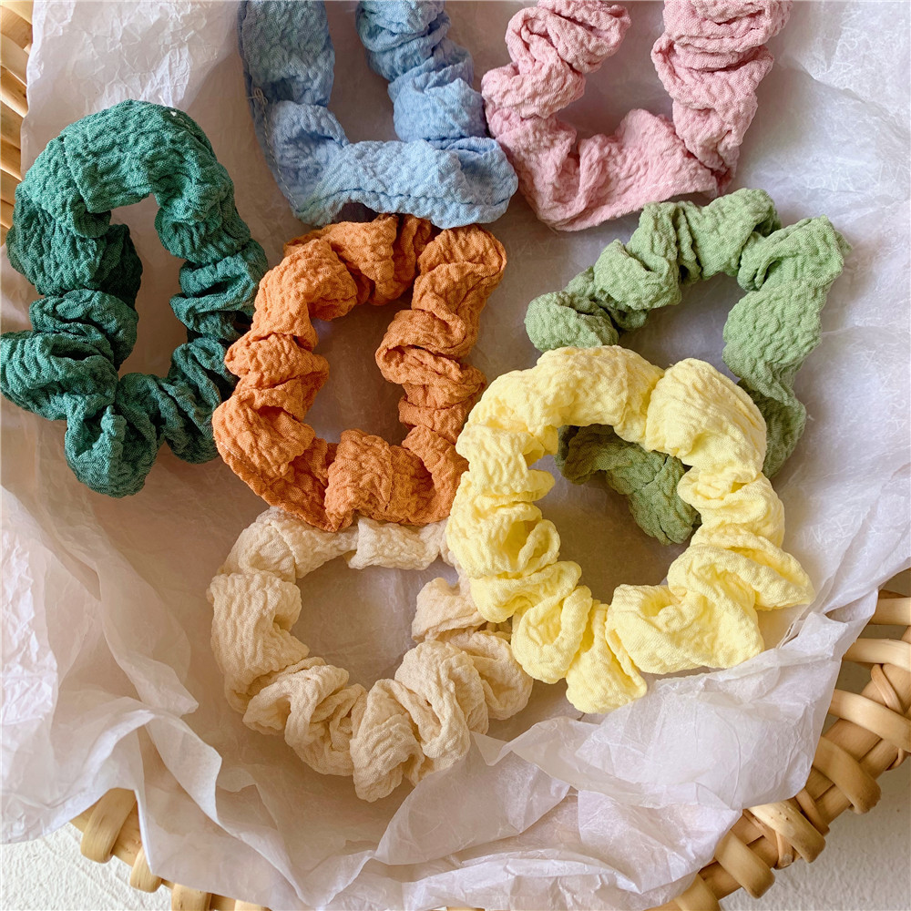 韩版纯色泡芙大肠发圈甜美百搭布艺头绳大肥肠圈发绳皮筋厂家直销