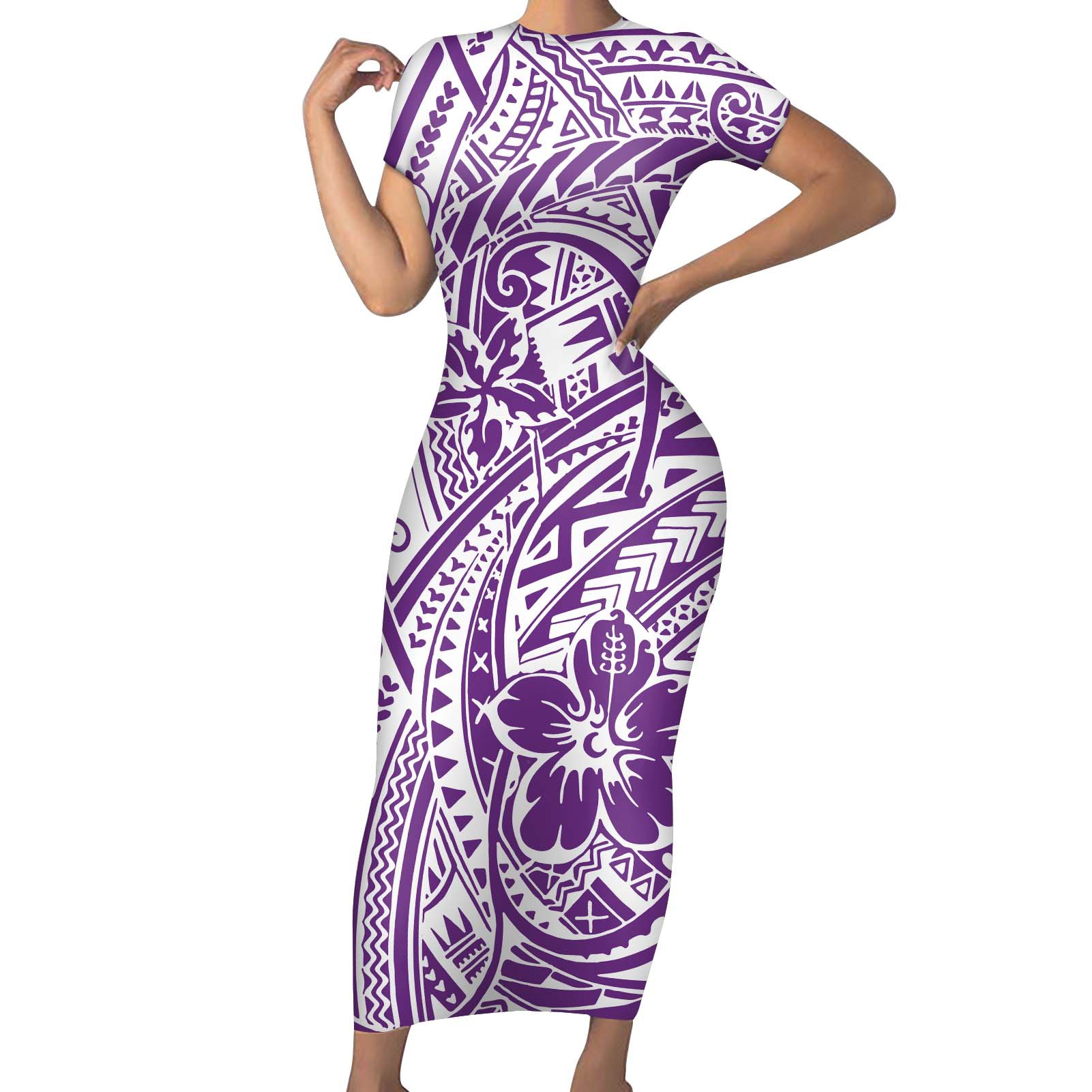 厂家直销波利尼西亚风女士连衣裙短袖女裙气质长裙大码性感定制