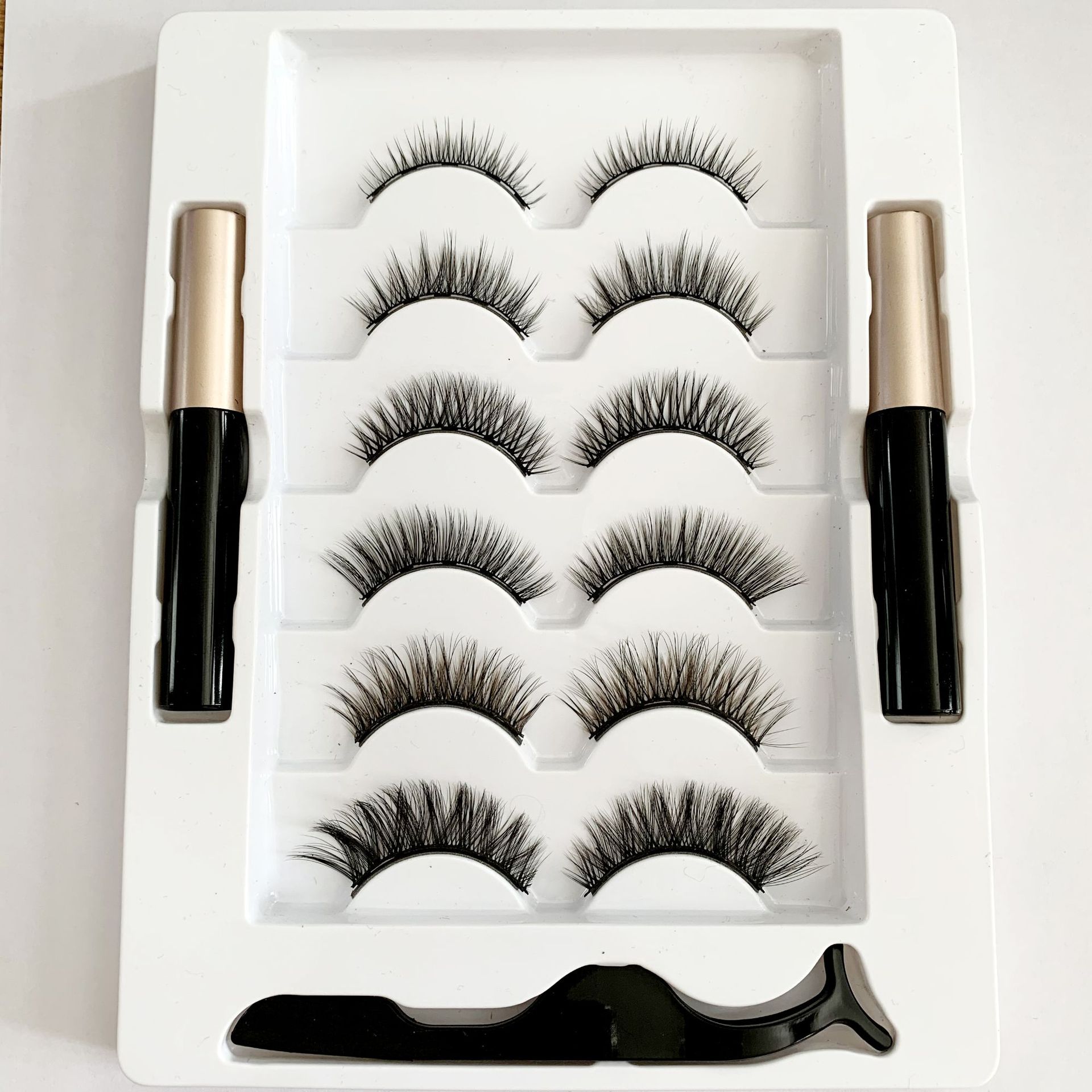 New Magnet False Eyelashes Double Bottle Magnetic Liquid Eyeliner Set Thick Six Pairs Mixed False Eyelashes