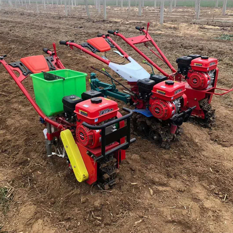 小型手推式玉米播种机 汽油动力履带式施肥播种机 多功能微耕机