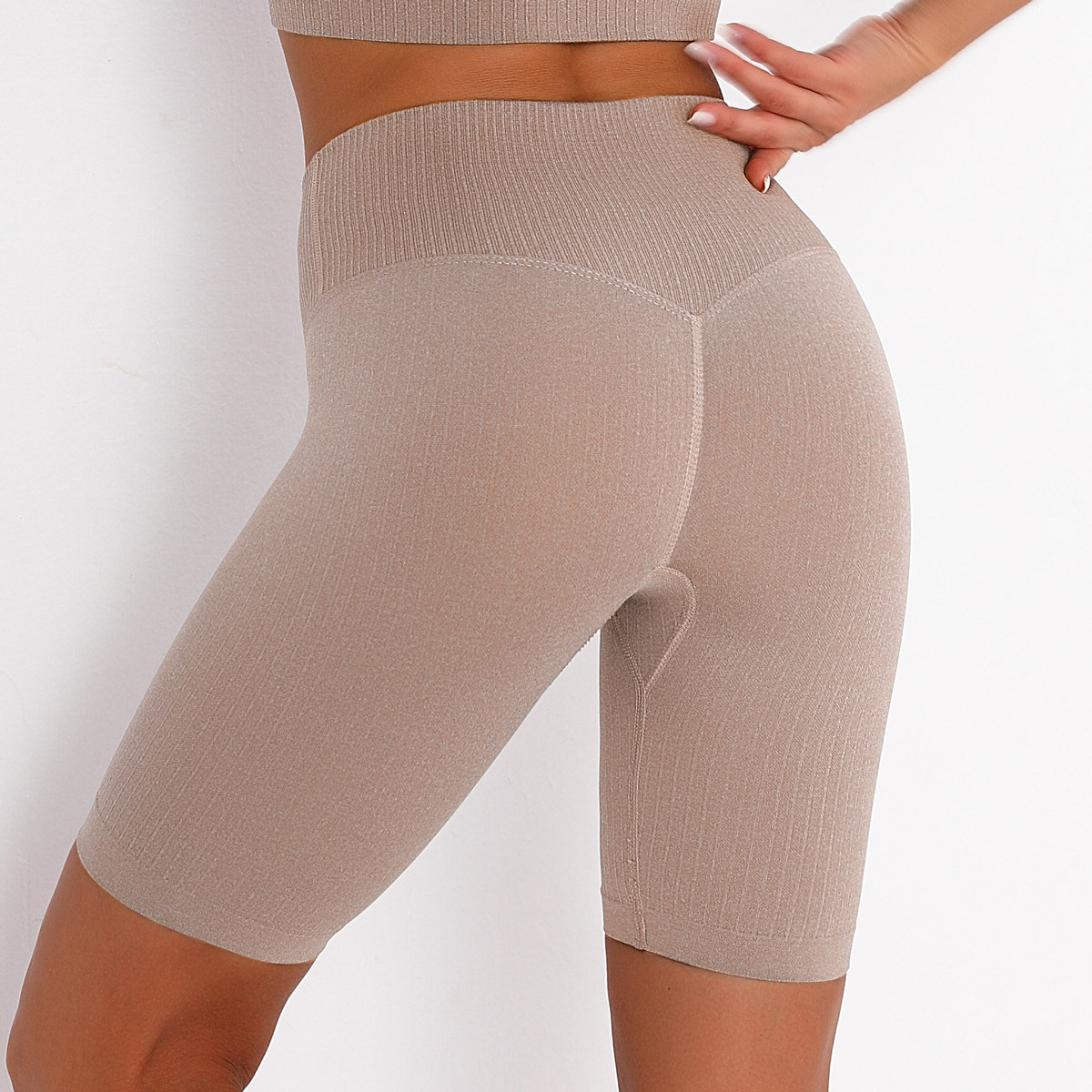 seamless striped quick-drying sports tights stretch running fitness yoga shorts NSNS14025