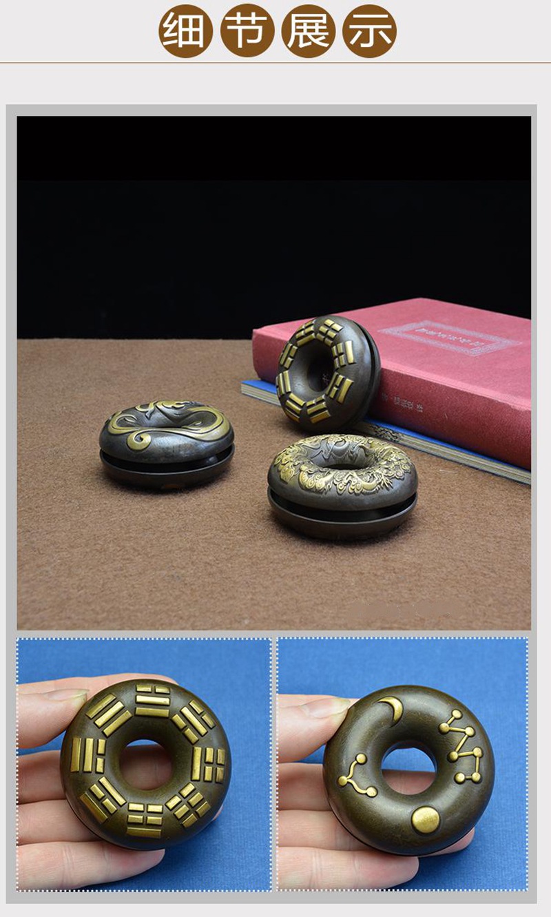 铜虎撑医铃串铃民间乡医郎中用黄铜药铃虎叉把玩收藏送中医手摇铃