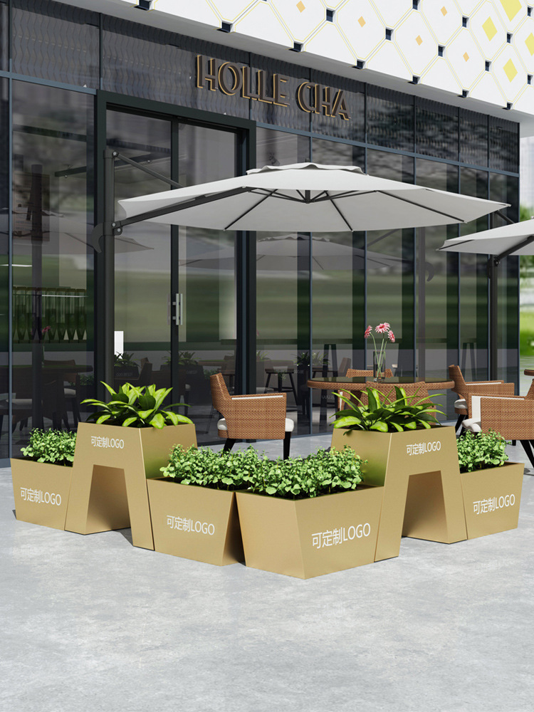 户外铁艺花箱组合广场庭院商业街室外花坛长方形室外花槽定制