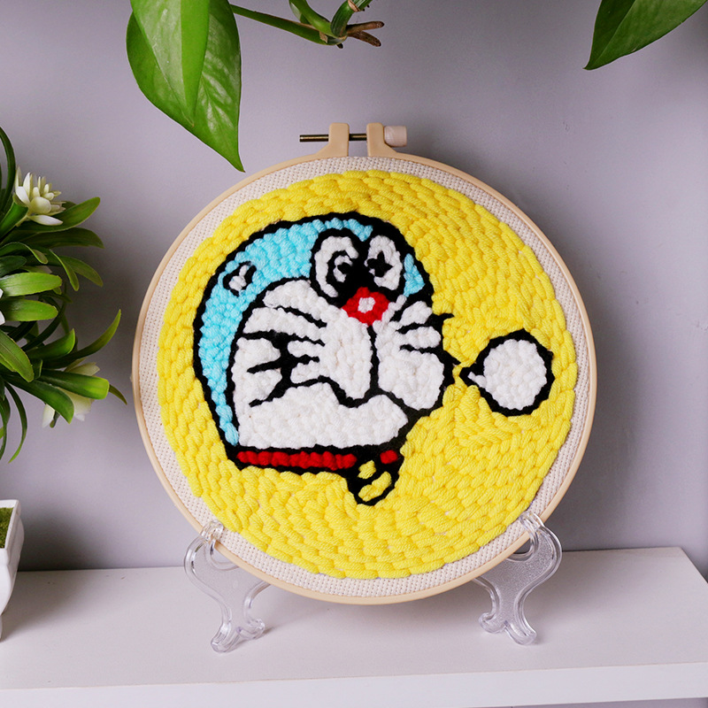 新款戳戳绣毛线画手工制作diy材料包 家居装饰解压布艺绣品针线包