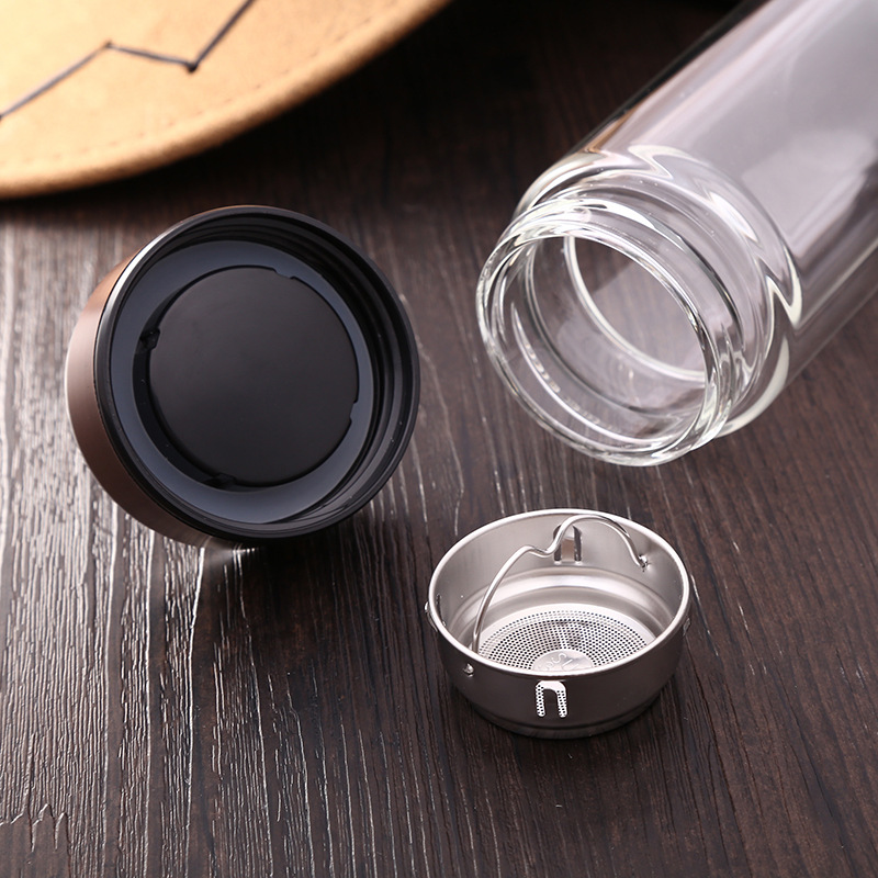 双层隔热透明玻璃水杯创意定制logo实用杯子