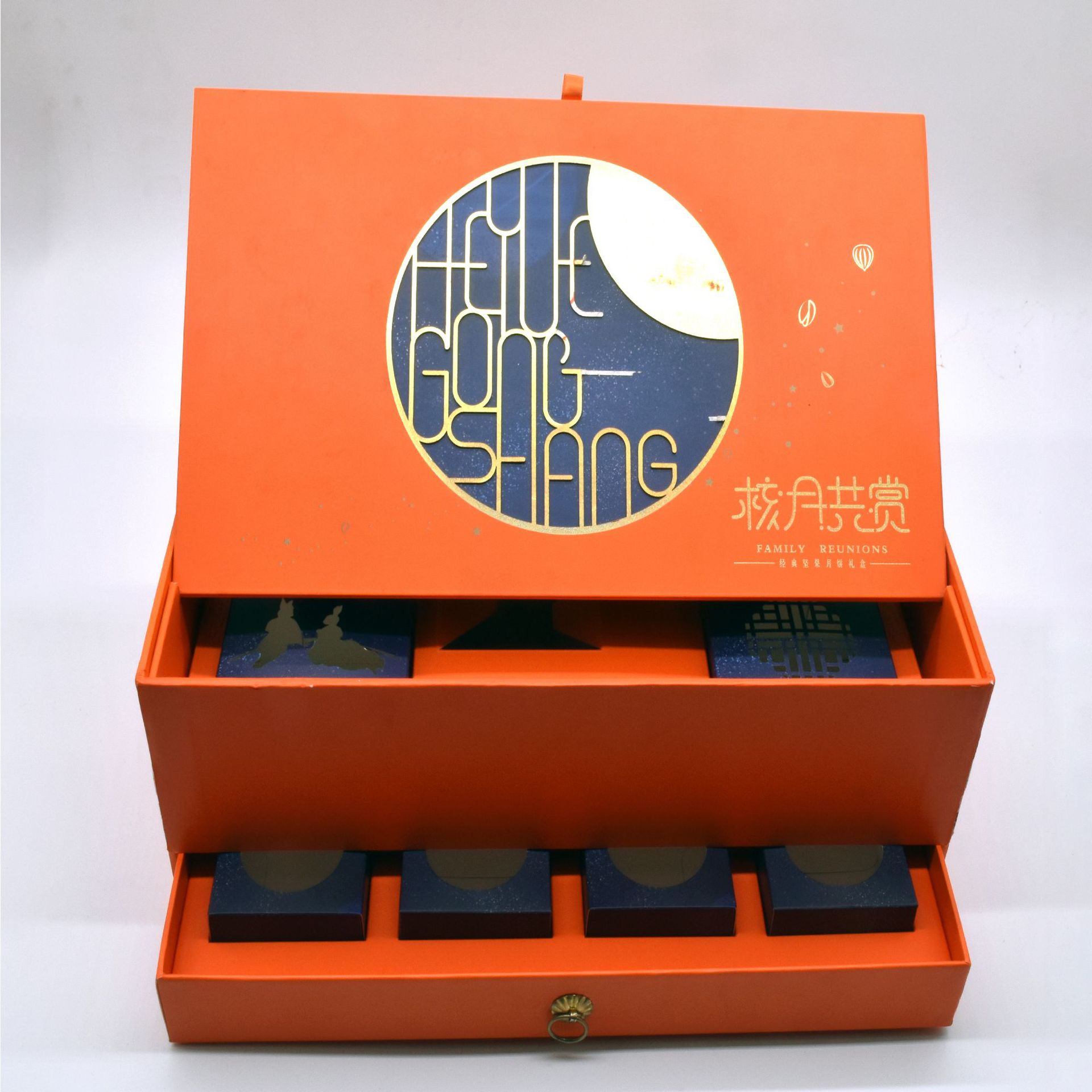 古典风节日精装抽屉精品礼盒镂空烫金高端大气可定制结构设计加印