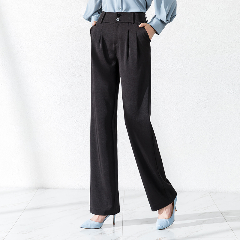 垂感阔腿裤女春夏长裤韩版宽松直筒裤休闲裤女士料子裤阔脚裤厂家