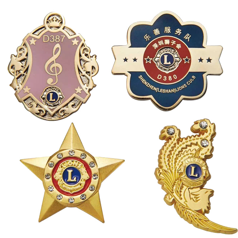 金属铜铁锌合金胸章广东狮子会徽章国际俱乐部英伦纪念章设计