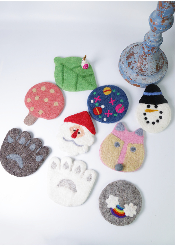 新品可爱小动物羊毛毡杯垫创意桌面茶垫卡通餐垫隔热垫个性礼物