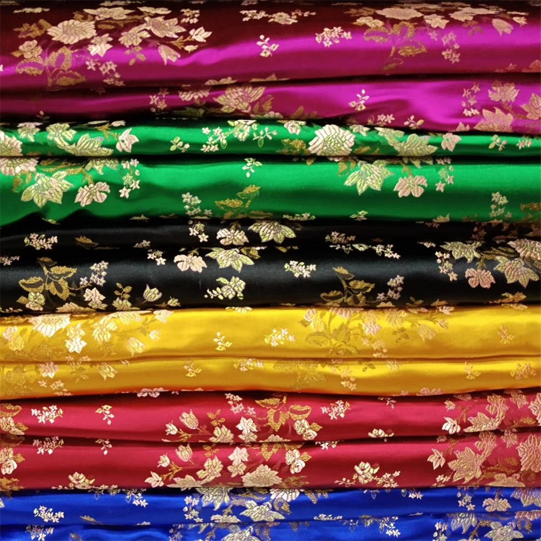 梅花图案高档织锦金银丝提花面料 工艺品旗袍布料-阿里巴巴