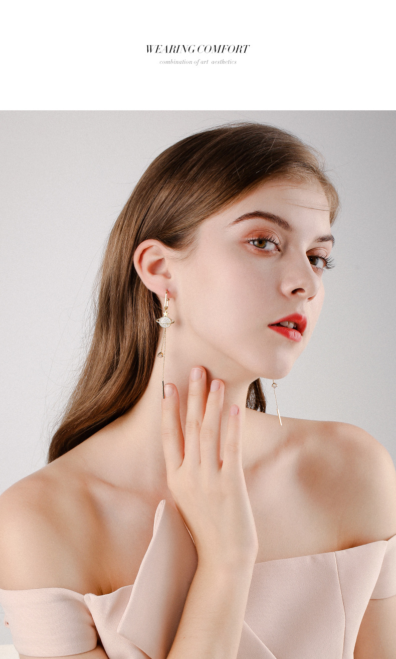 925银针星月不对称一款两戴耳环女 2021年新款潮长款时尚气质耳饰